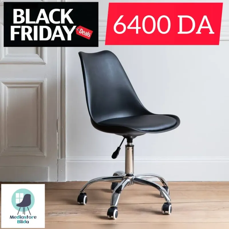 Chaise tulipe roulette noir